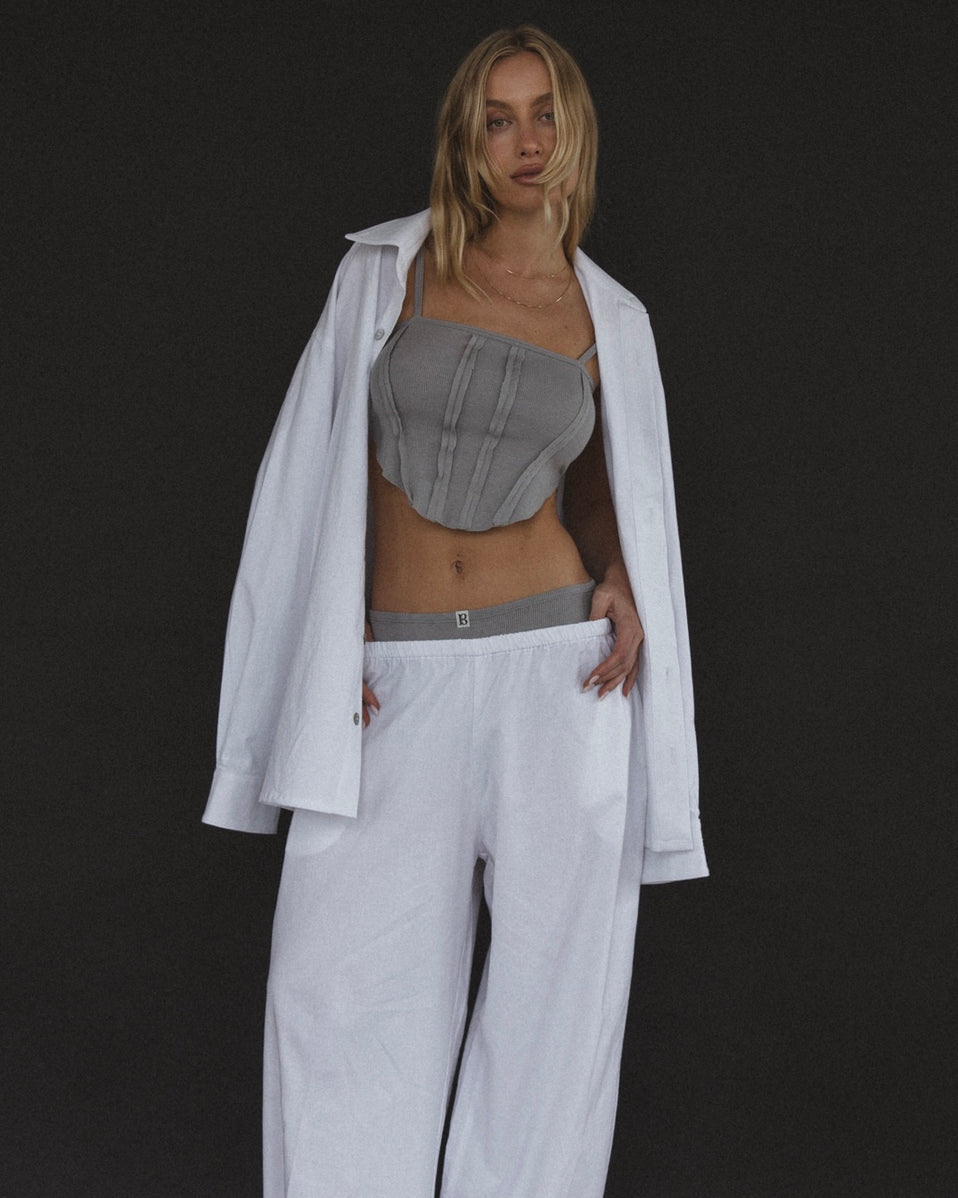Button Down in Pearl White