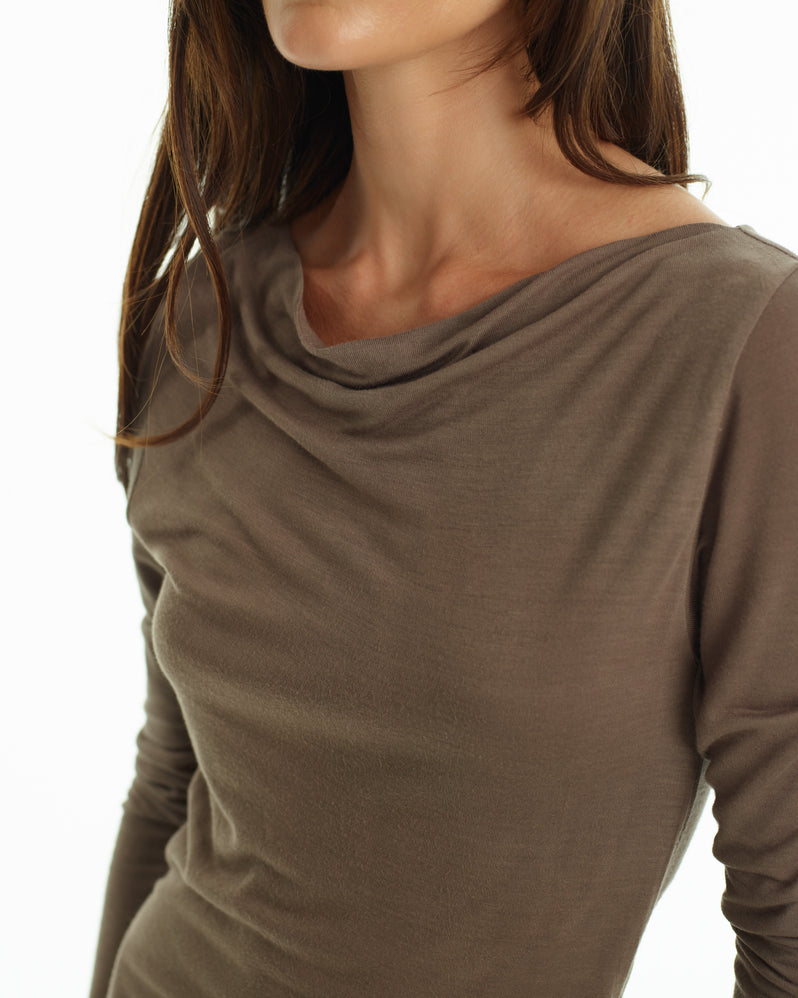 Boatneck Dress in Clay