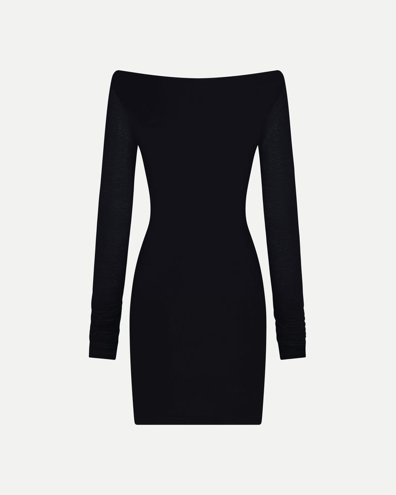 Boatneck Dress in Black
