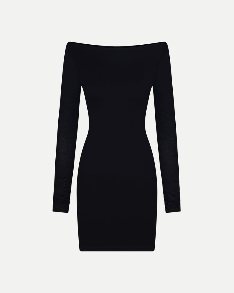 Boatneck Dress in Black