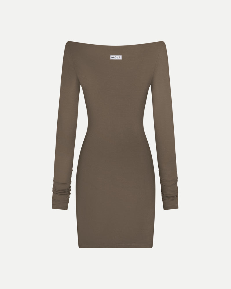 Boatneck Dress in Clay