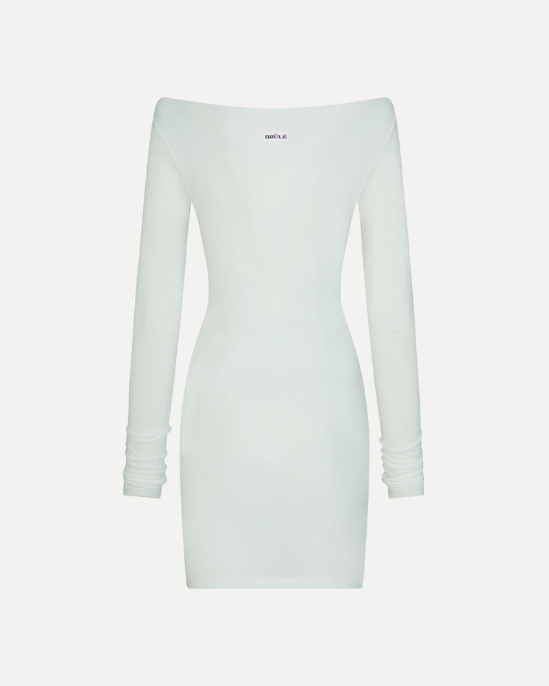 Boatneck Dress in White