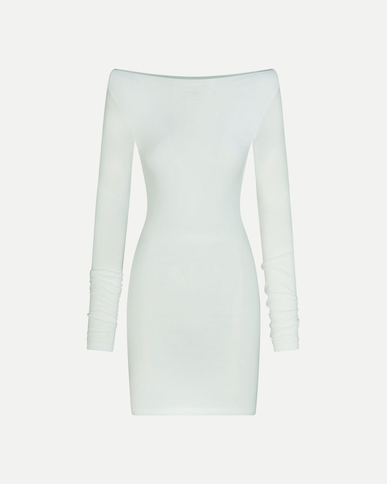 Boatneck Dress in White