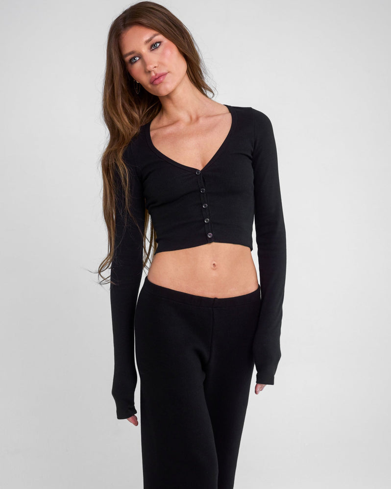 Cropped Cardigan in Black