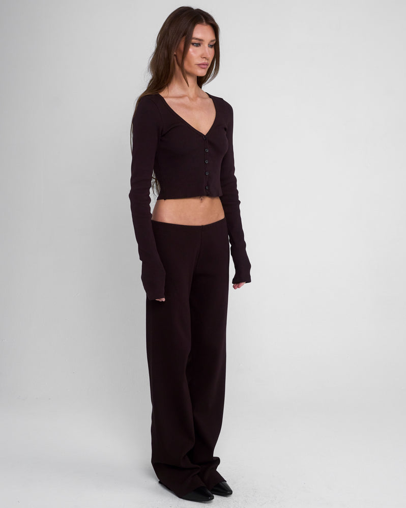 Cropped Cardigan in Espresso
