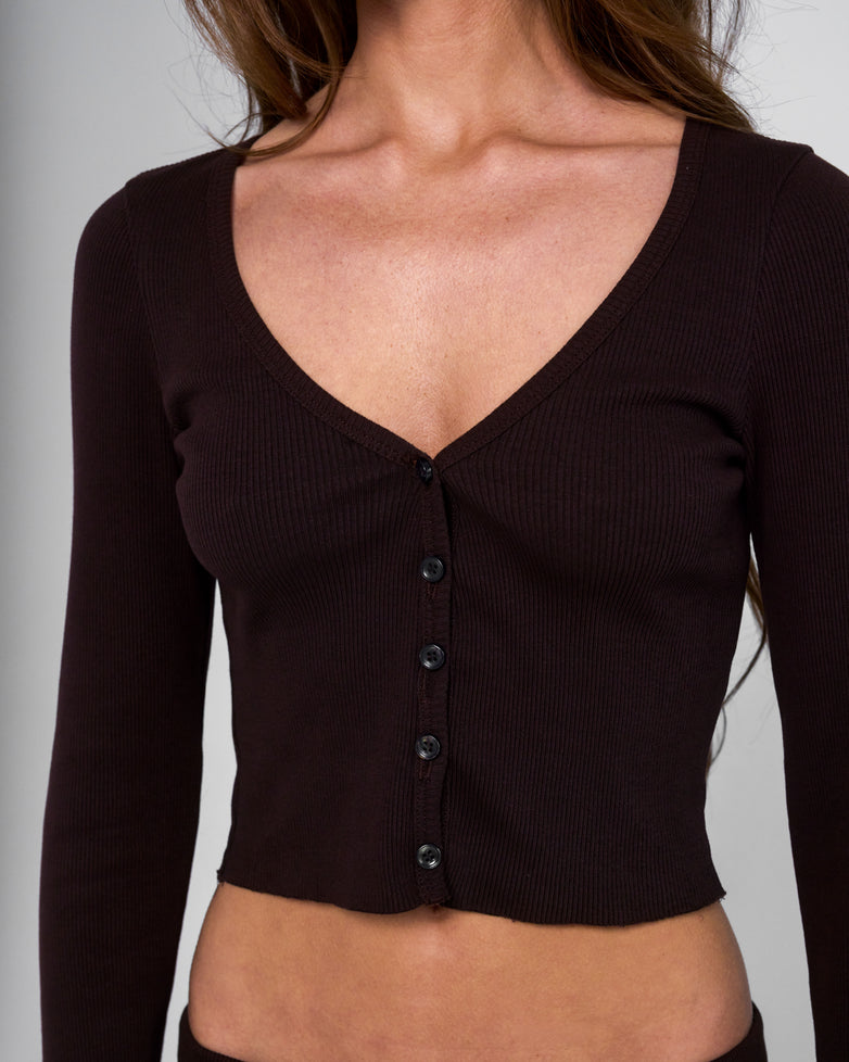 Cropped Cardigan in Espresso