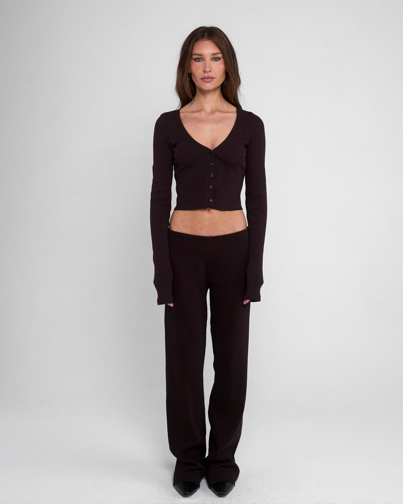 Cropped Cardigan in Espresso