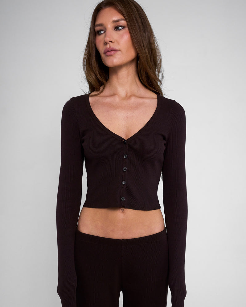 Cropped Cardigan in Espresso