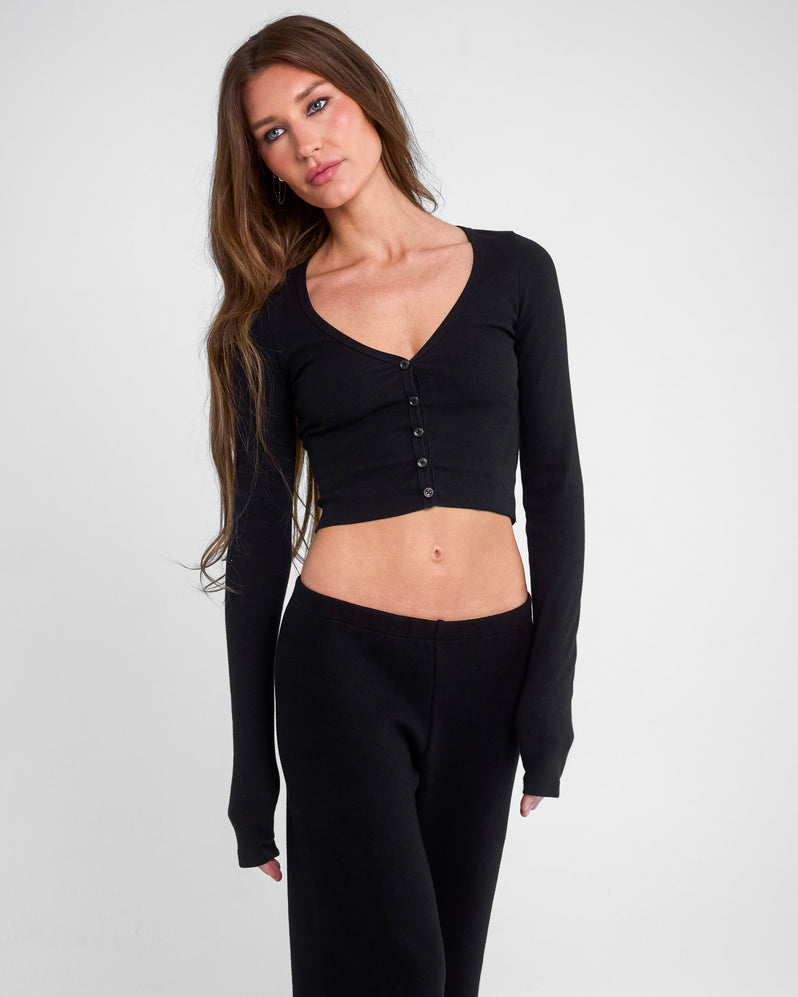 Cropped Cardigan in Black