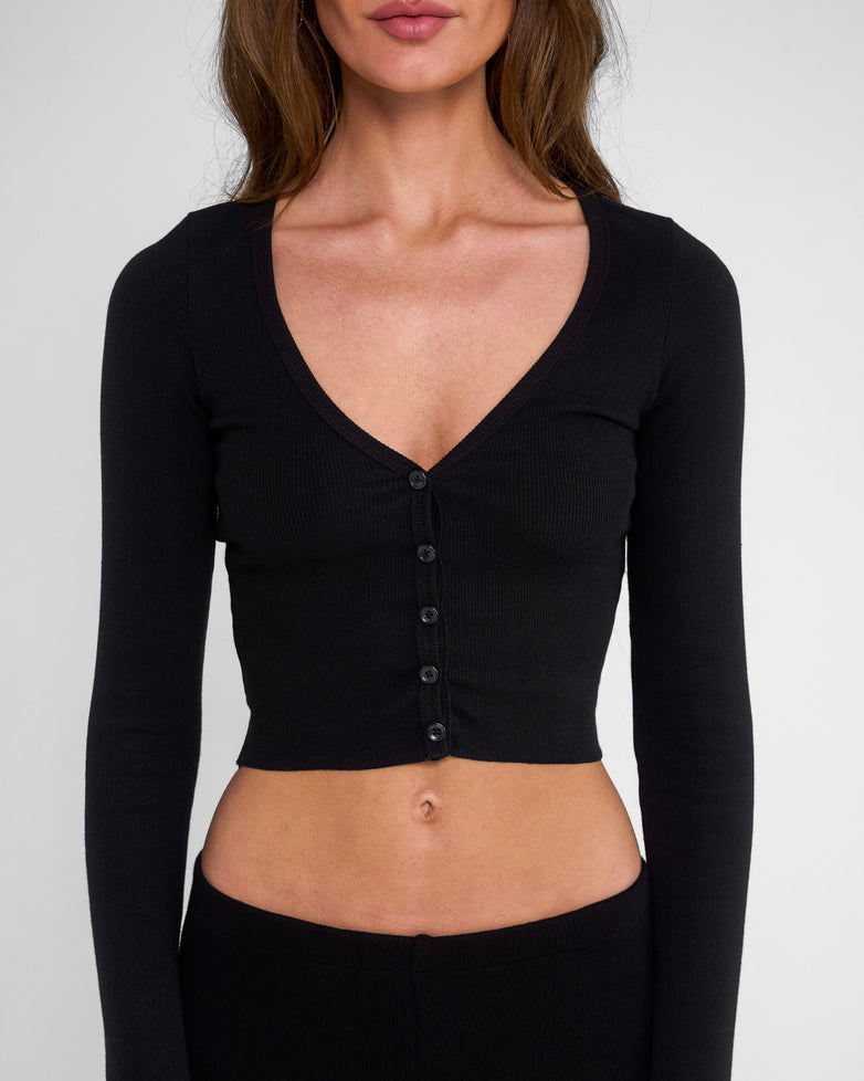 Cropped Cardigan in Black