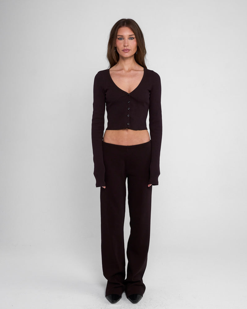 Cropped Cardigan in Espresso