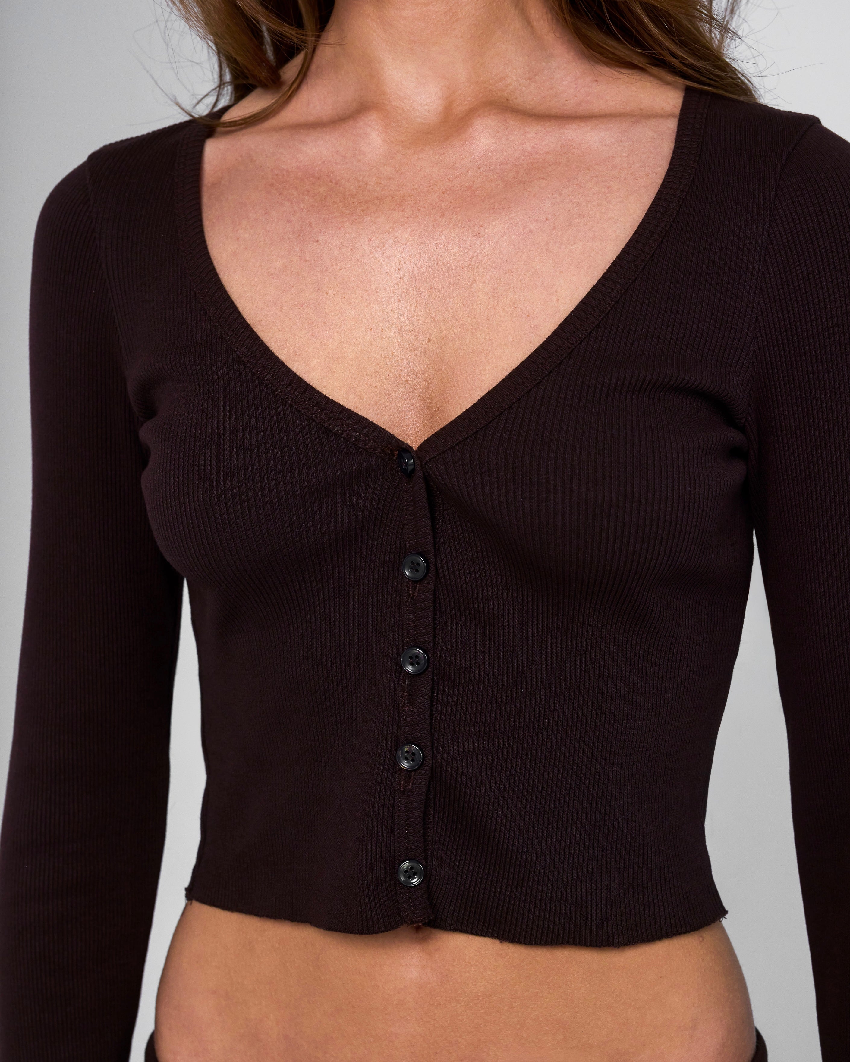 Cropped Cardigan in Espresso
