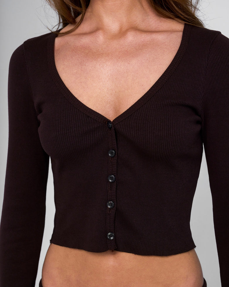 Cropped Cardigan in Espresso