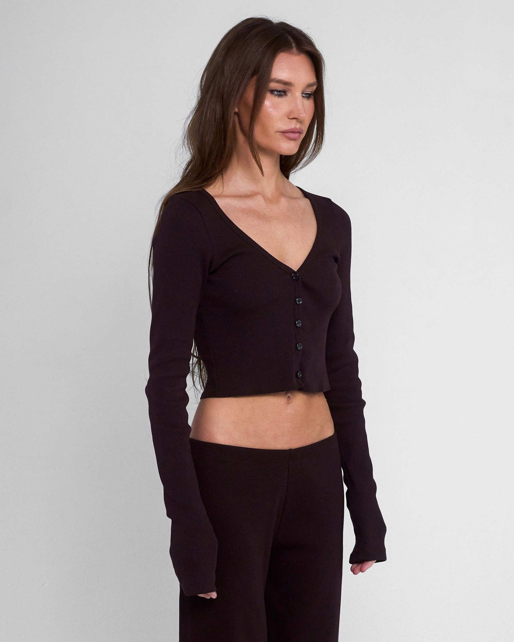 Cropped Cardigan in Espresso