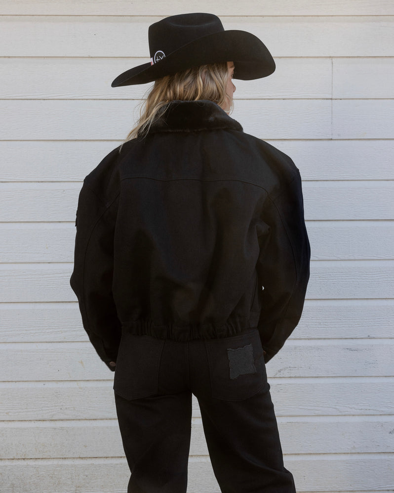 Jacket in Black Denim