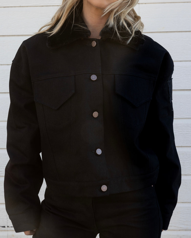 Jacket in Black Denim