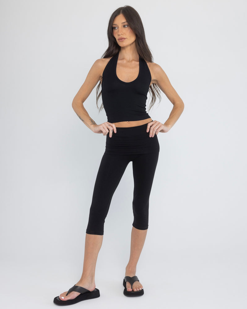 Foldover Capri in Black