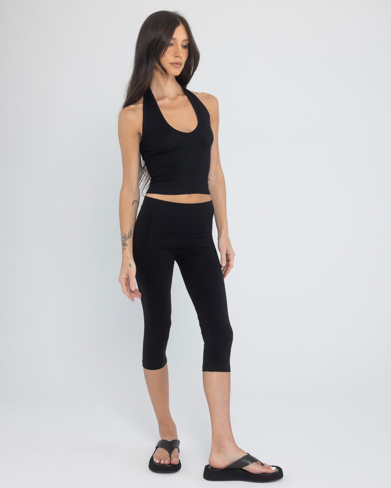 Foldover Capri in Black