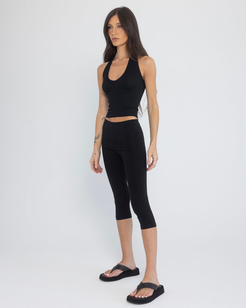 Foldover Capri in Black