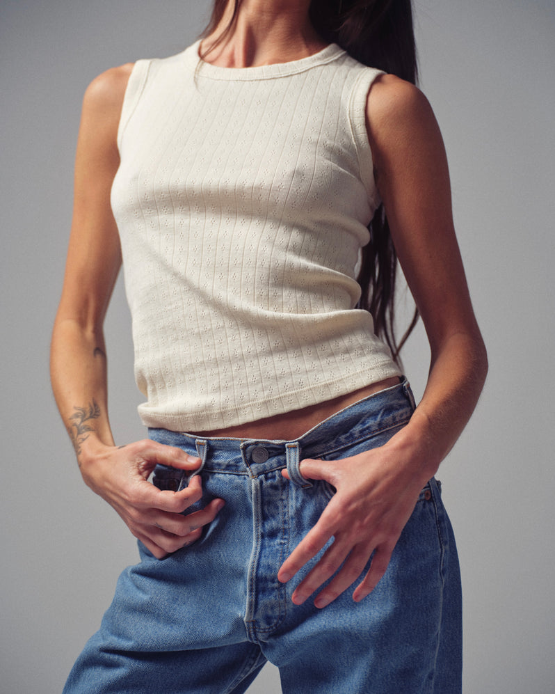 Pointelle Top in Natural
