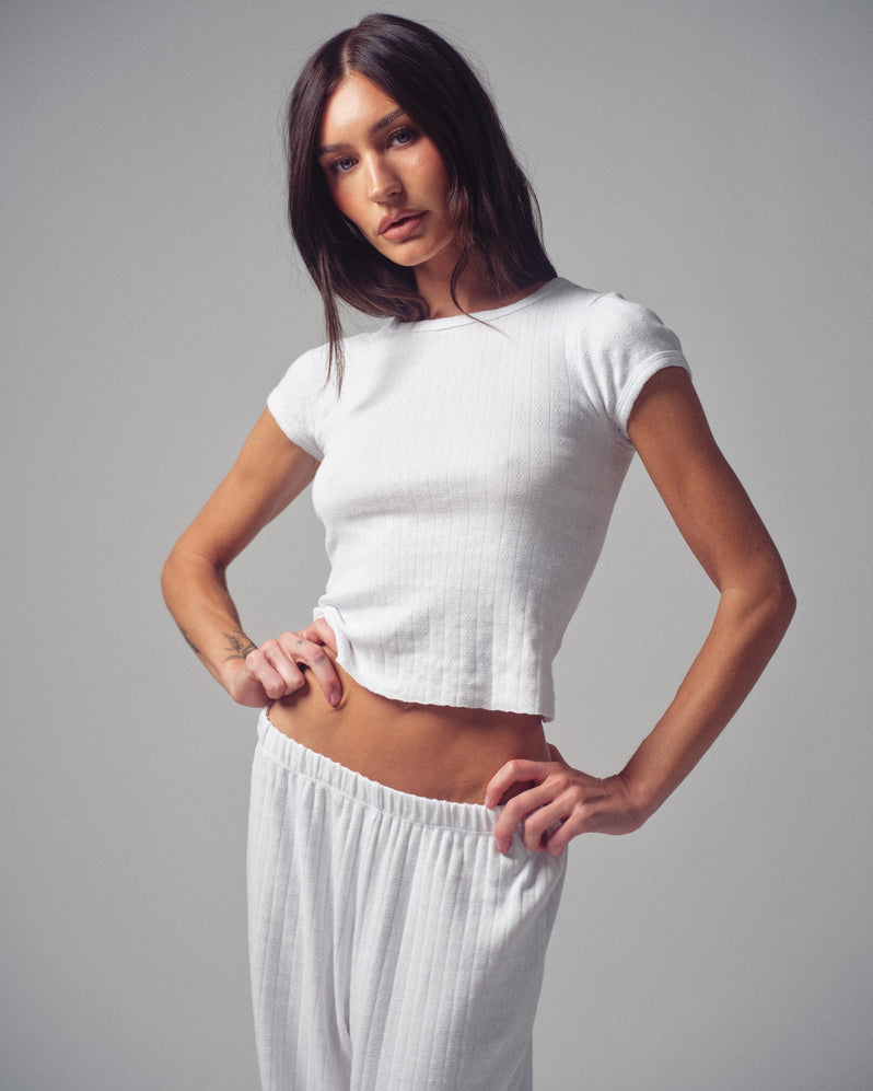 Baby Tee in Pointelle White