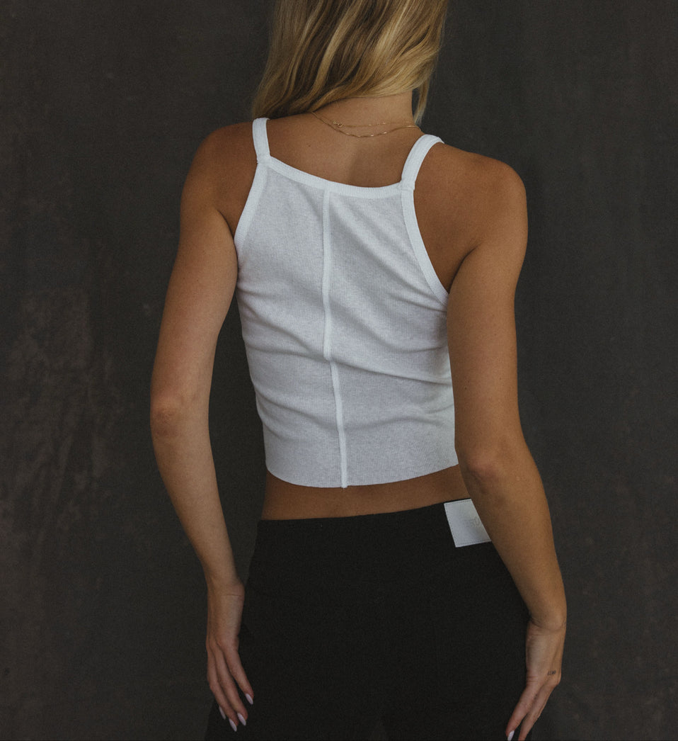 Ribbed Tank in White