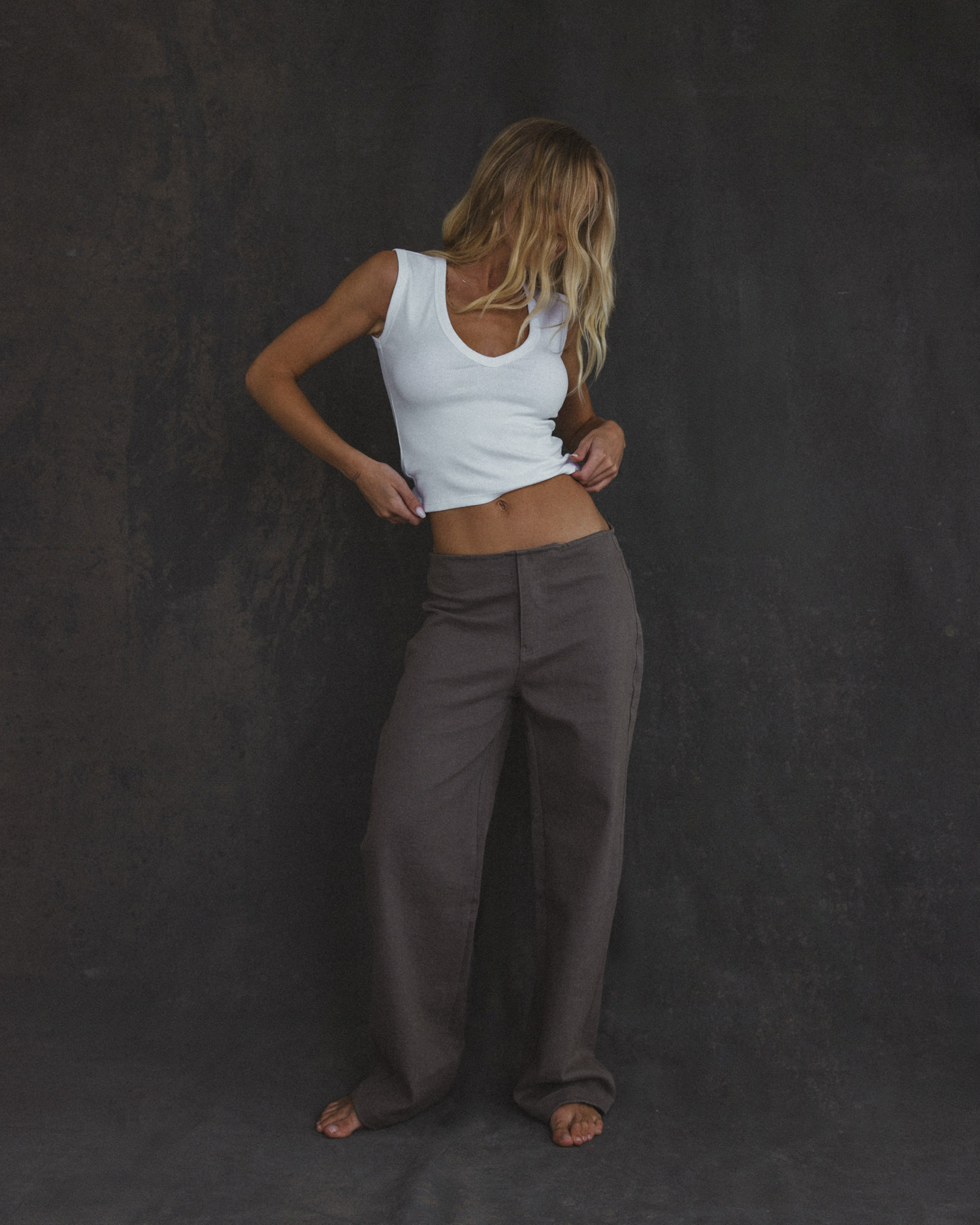 Low Rise Denim in Stone