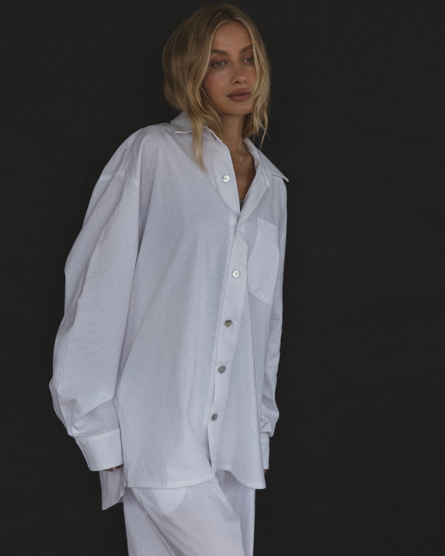 Button Down in Pearl White