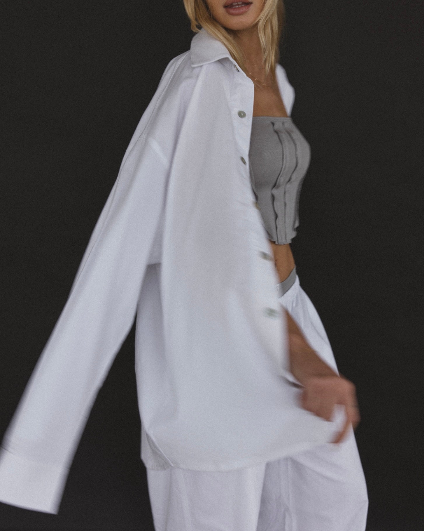 Button Down in Pearl White