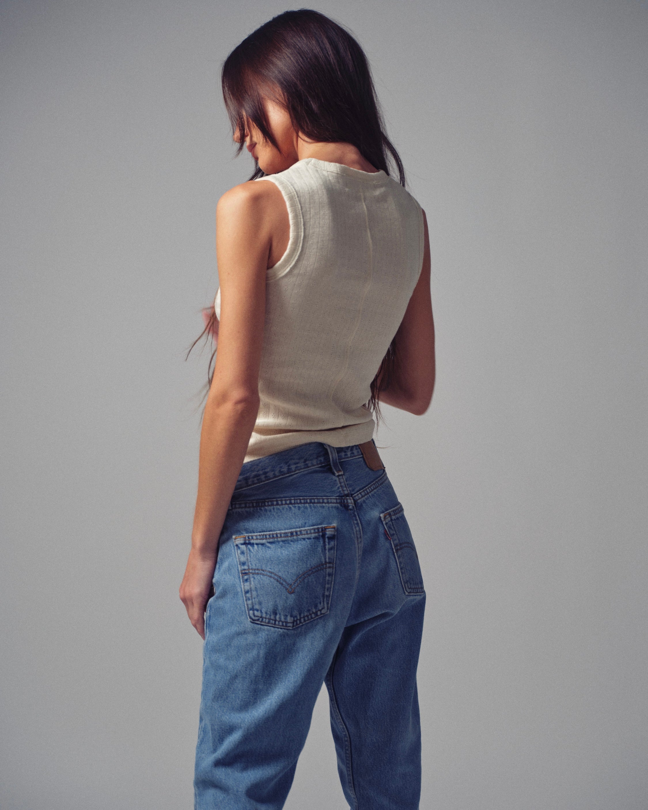 Pointelle Top in Natural