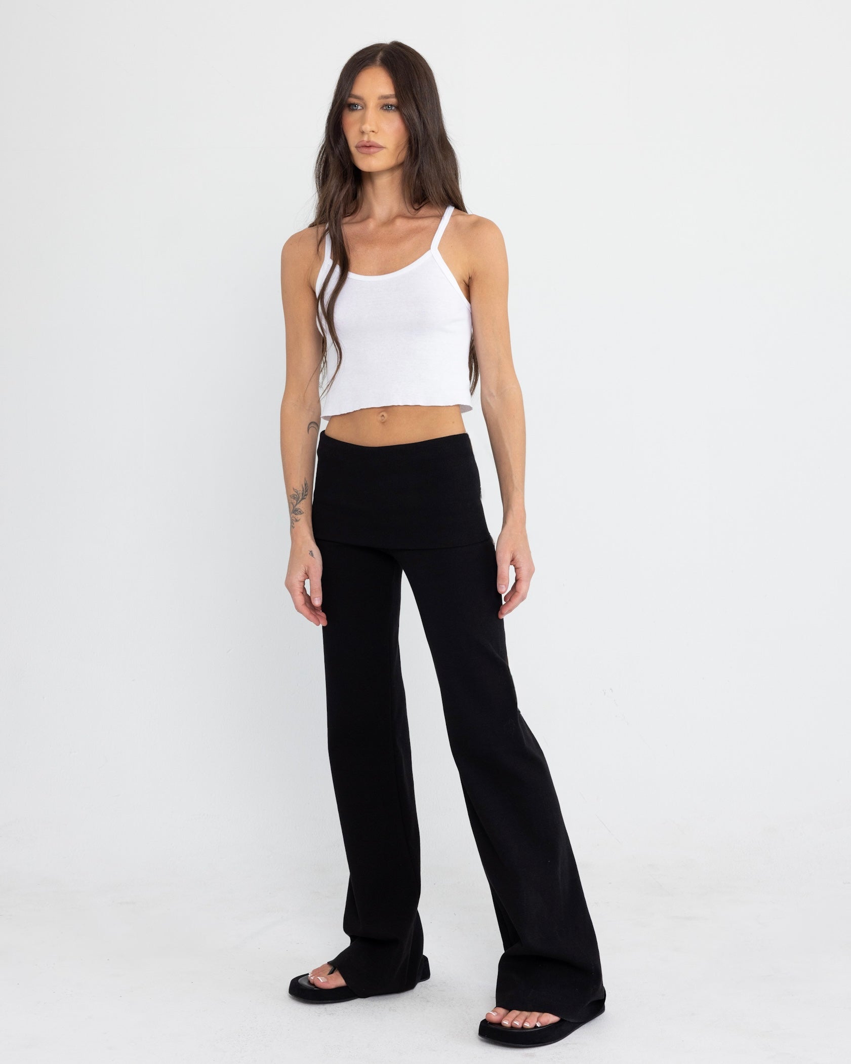 Foldover Pant in Black