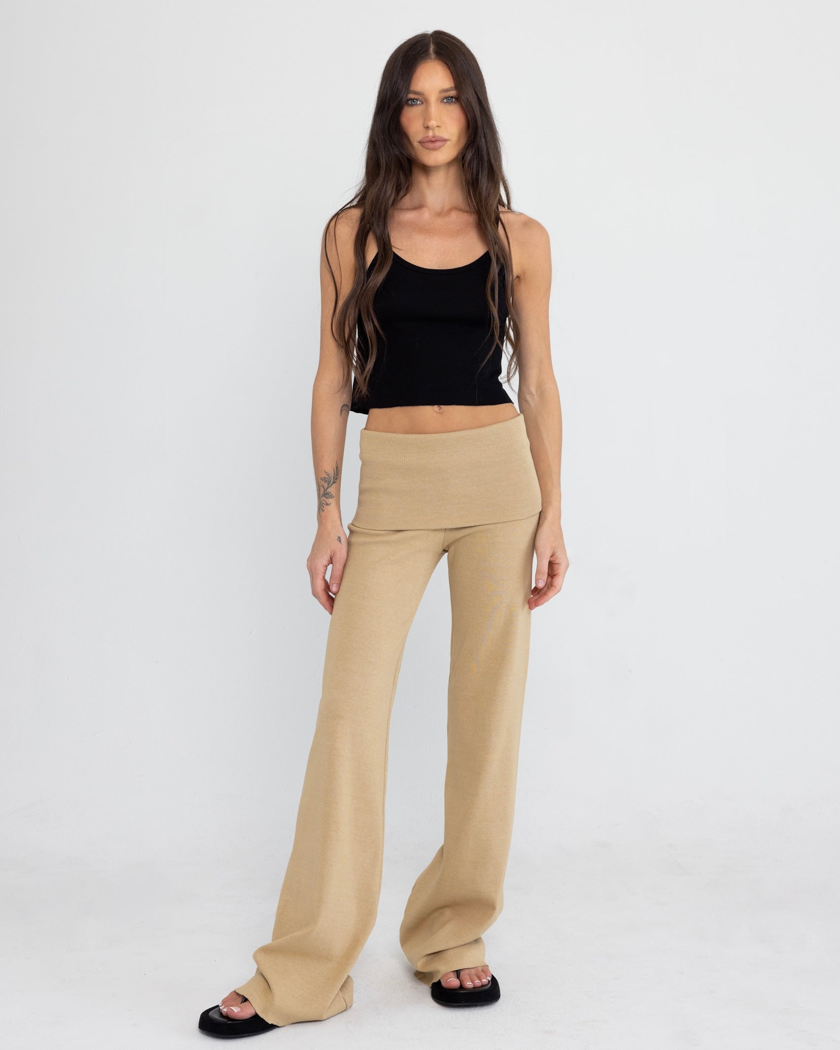 Foldover Pant in Sand