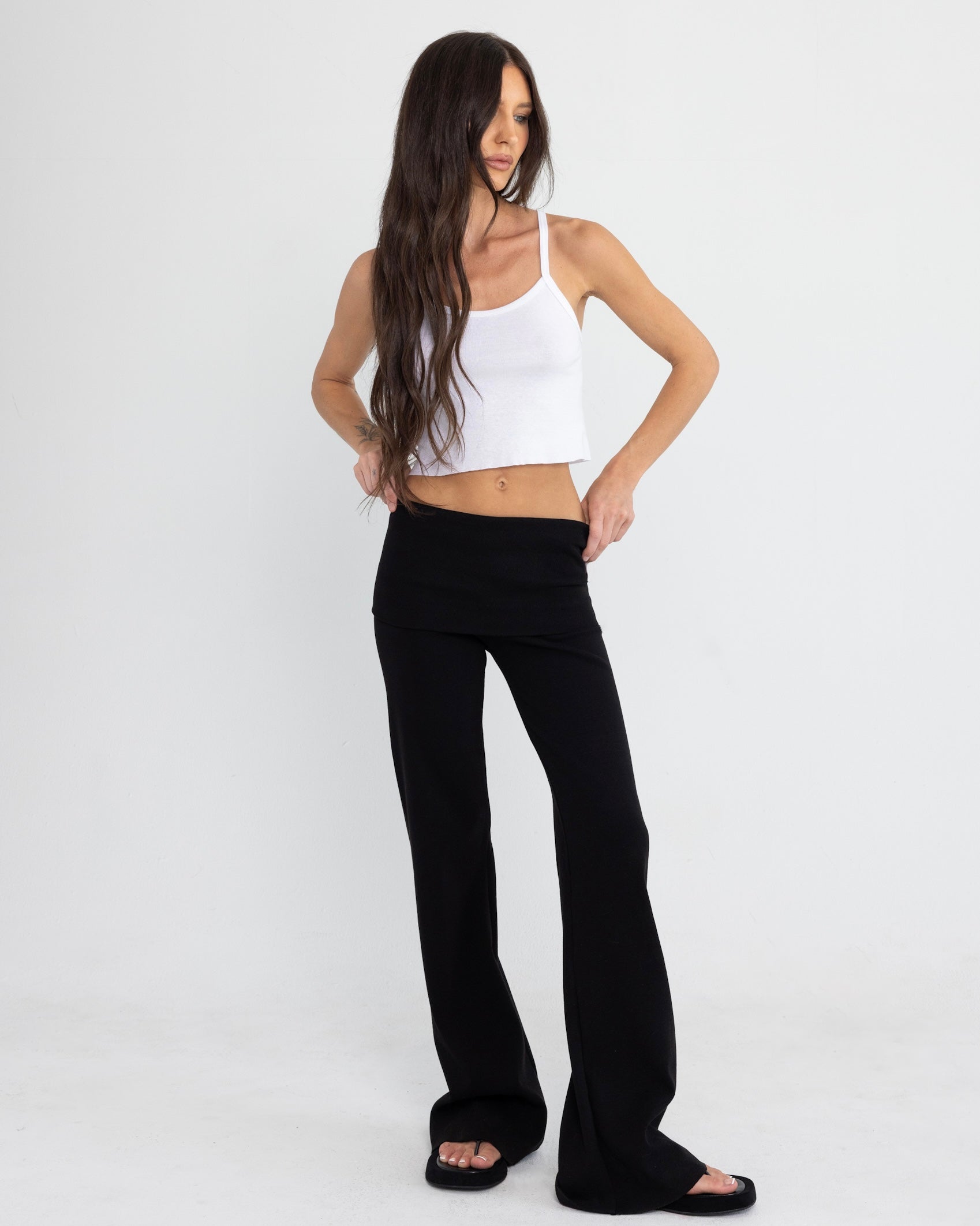 Foldover Pant in Black