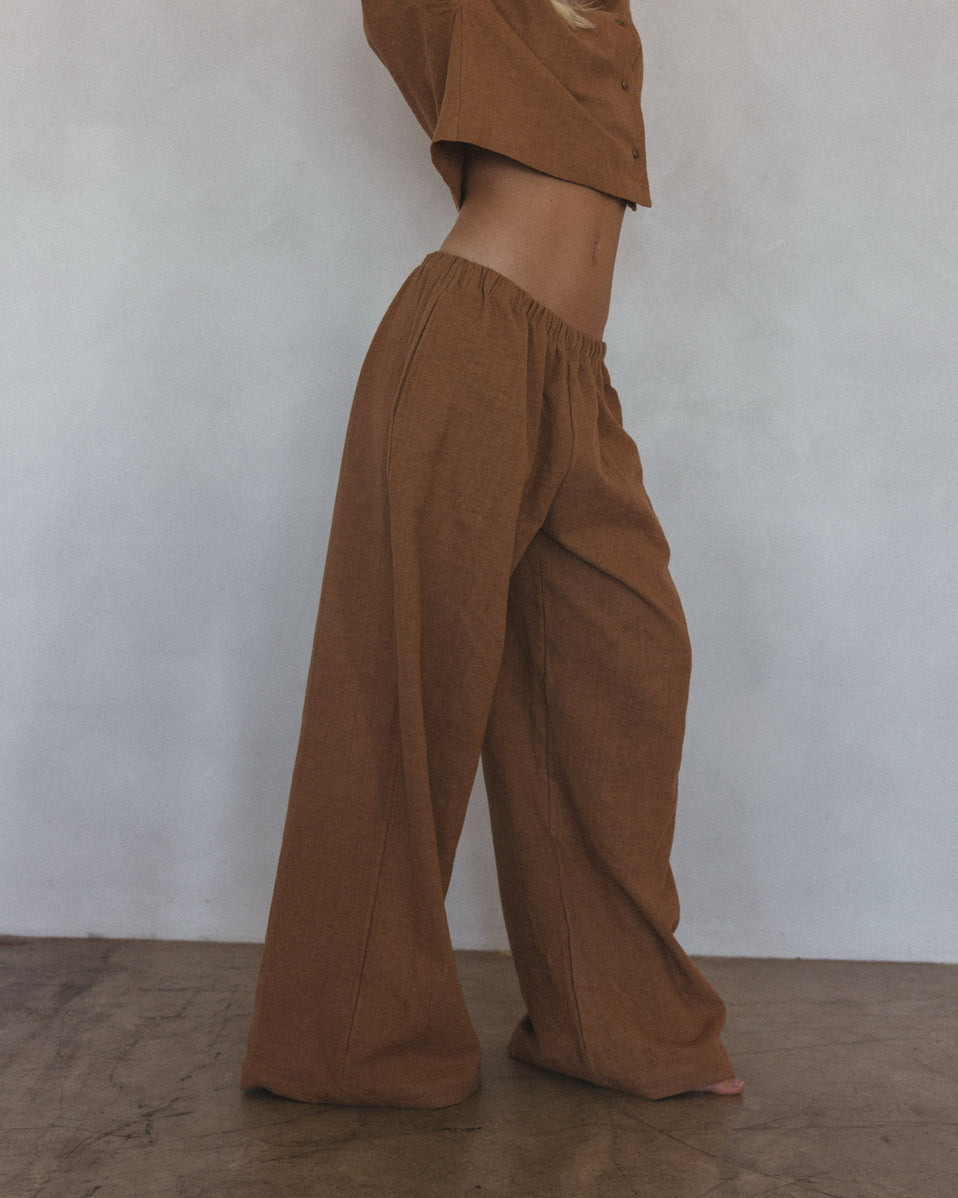 Pant in Tobacco Linen