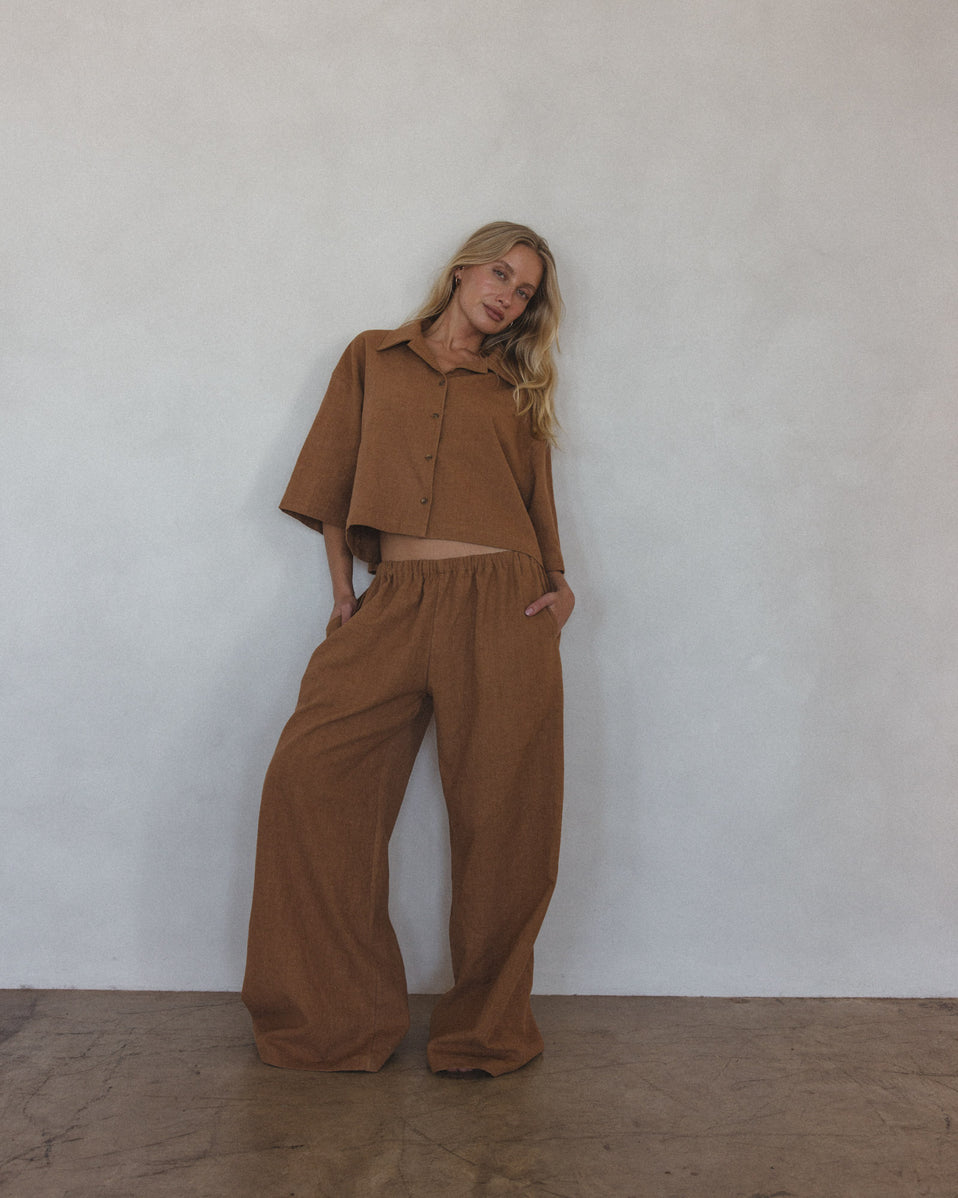Pant in Tobacco Linen