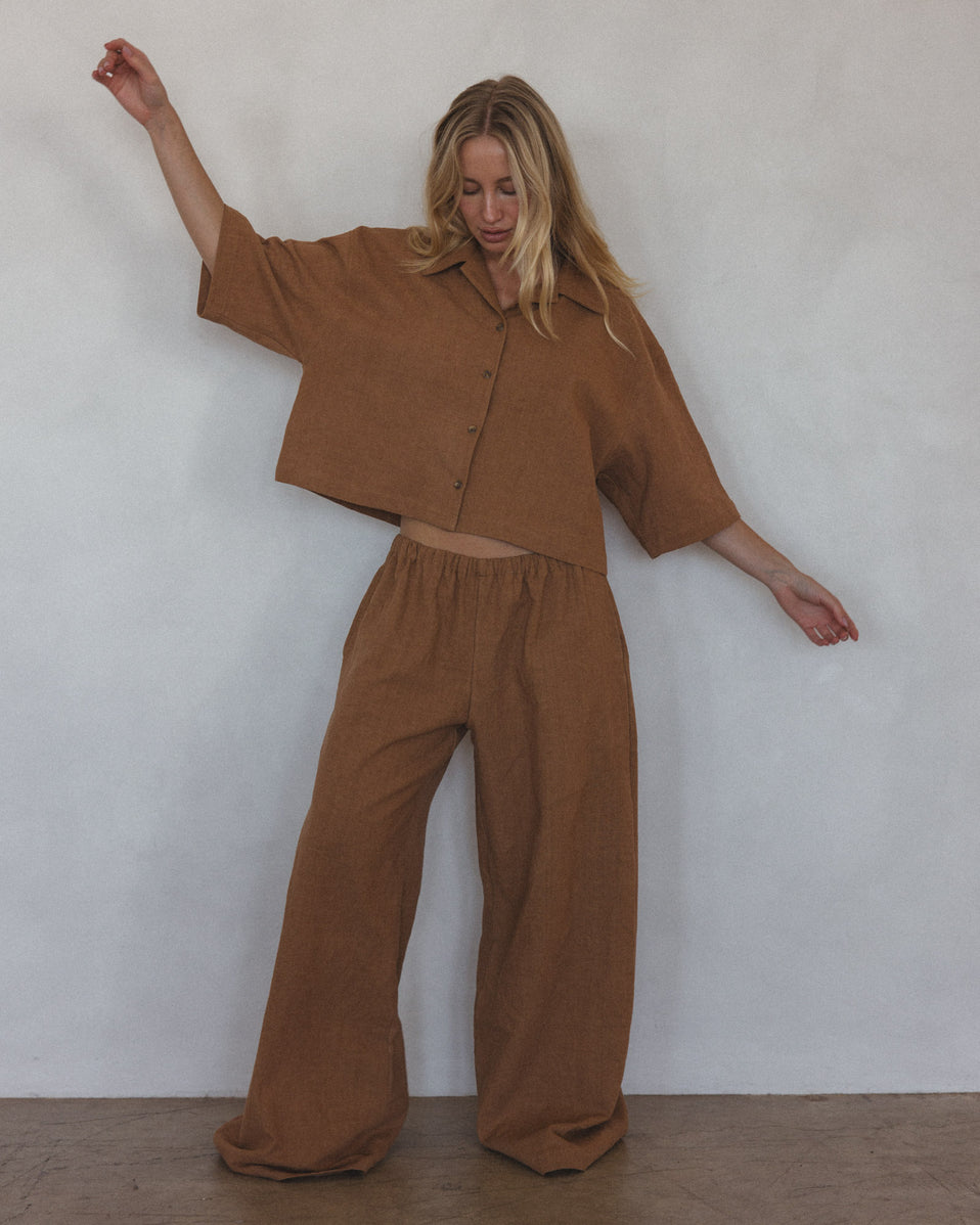 Pant in Tobacco Linen