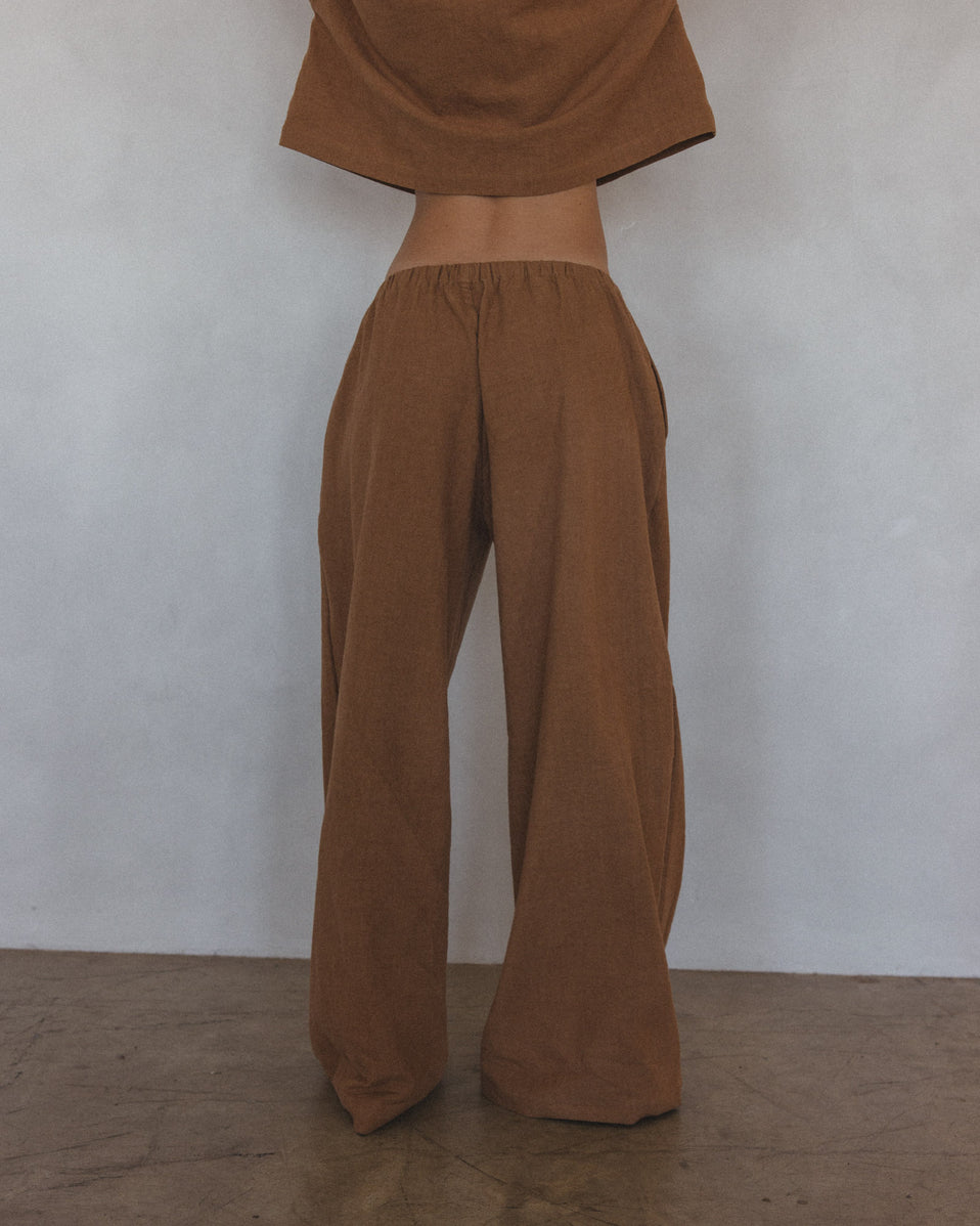 Pant in Tobacco Linen