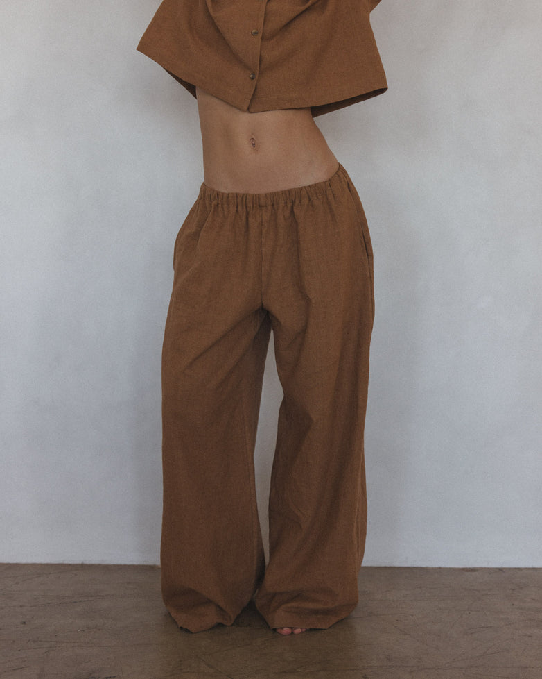 Pant in Tobacco Linen