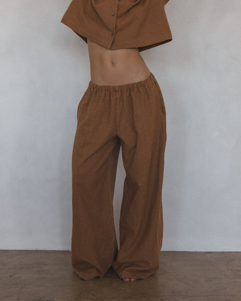Pant in Tobacco Linen