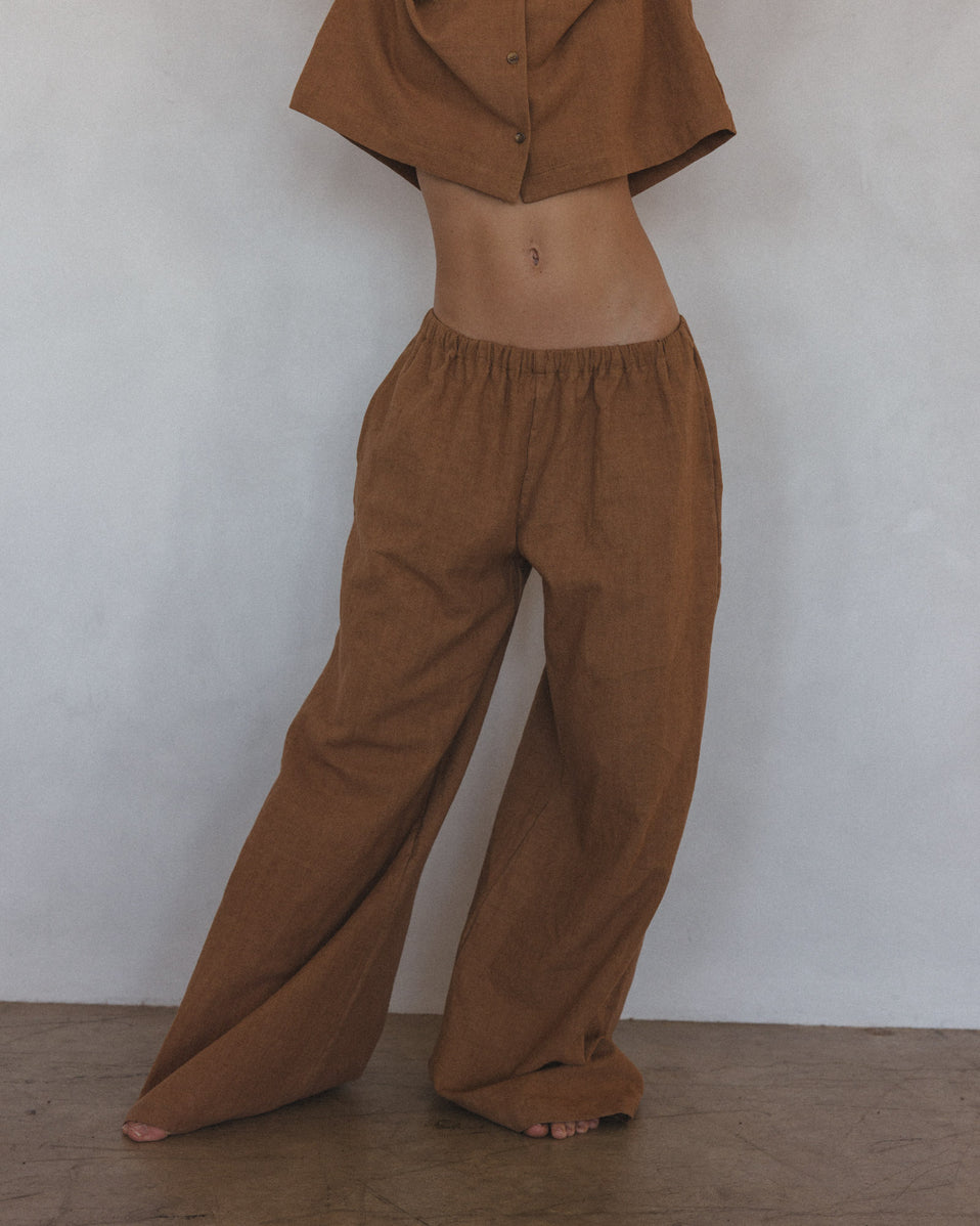 Pant in Tobacco Linen