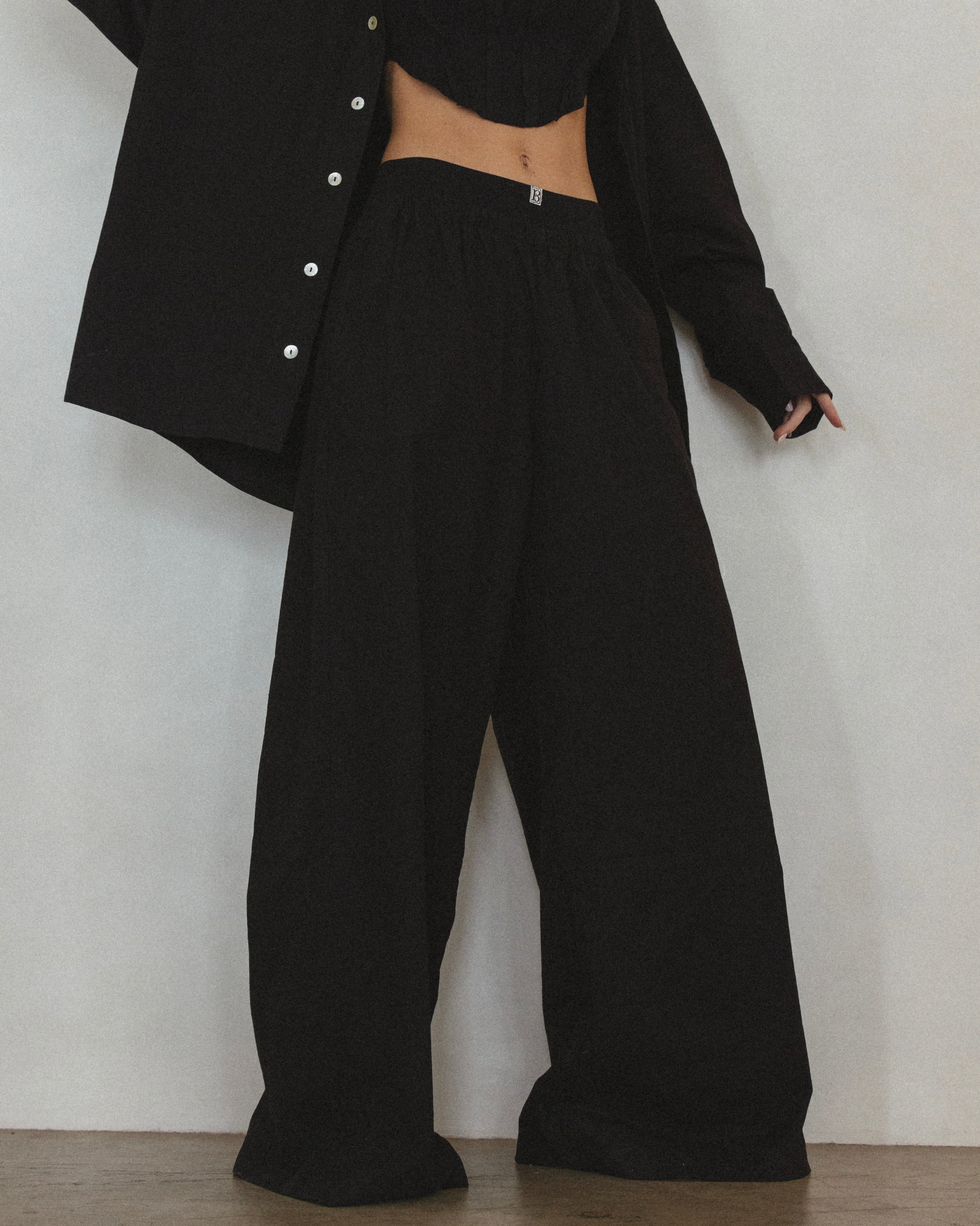 Pant in Black Organic Cotton