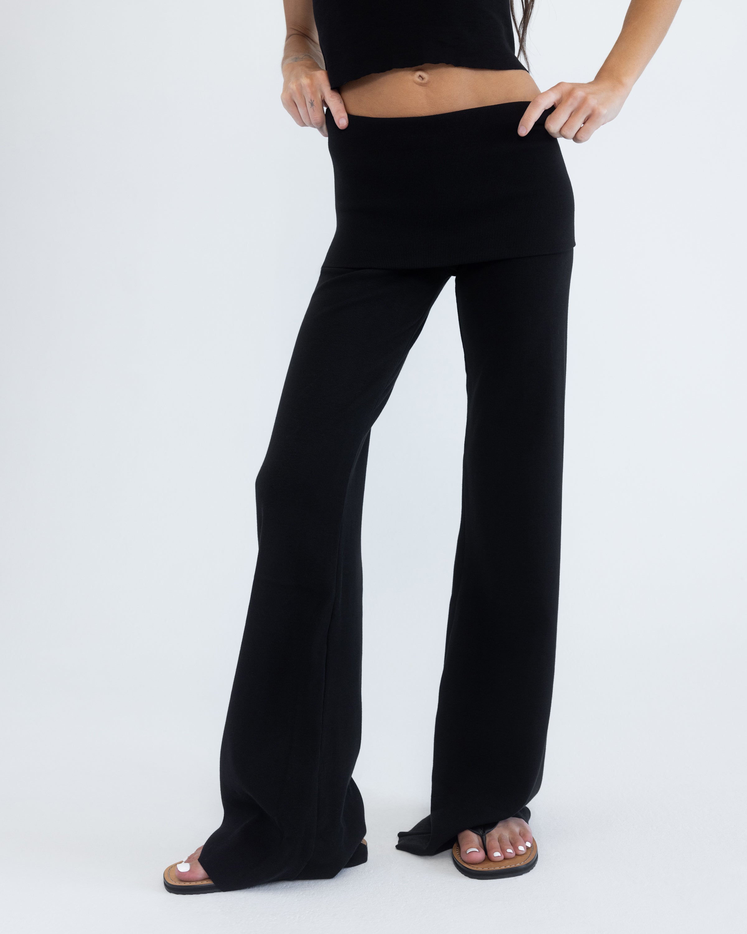 Foldover Pant in Black