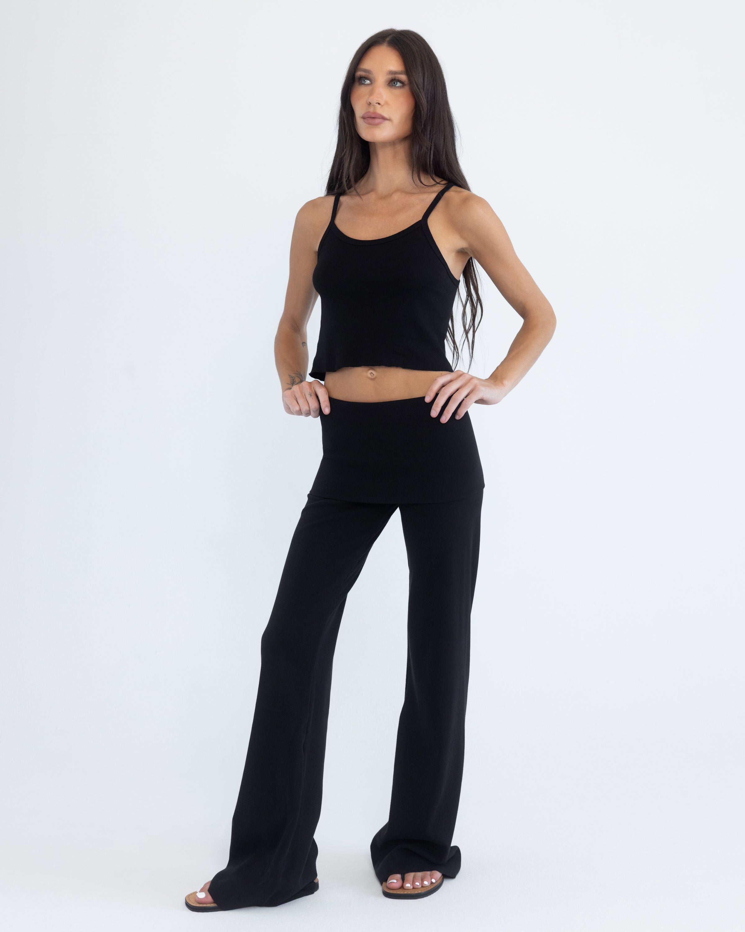 Foldover Pant in Black