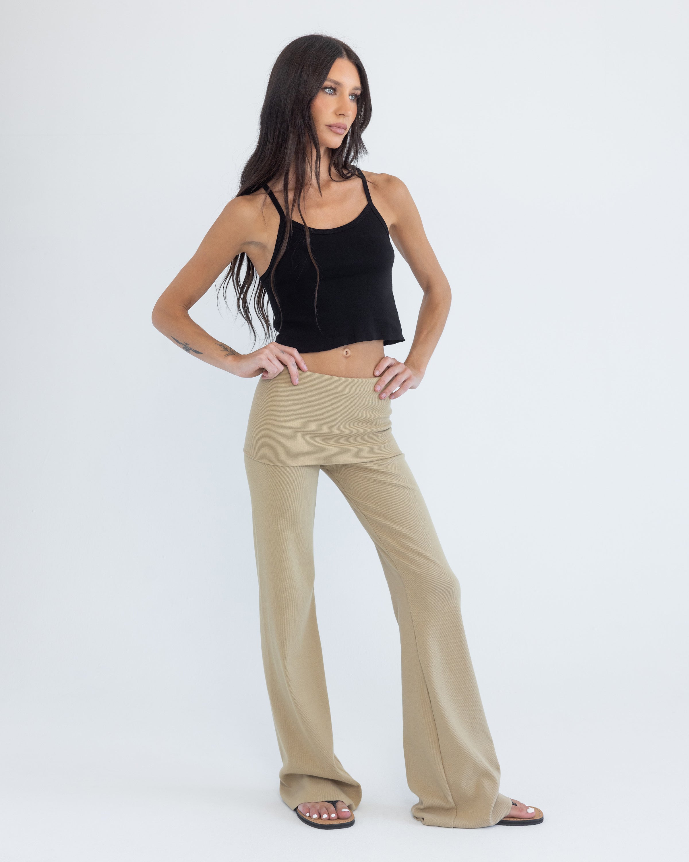 Foldover Pant in Sand