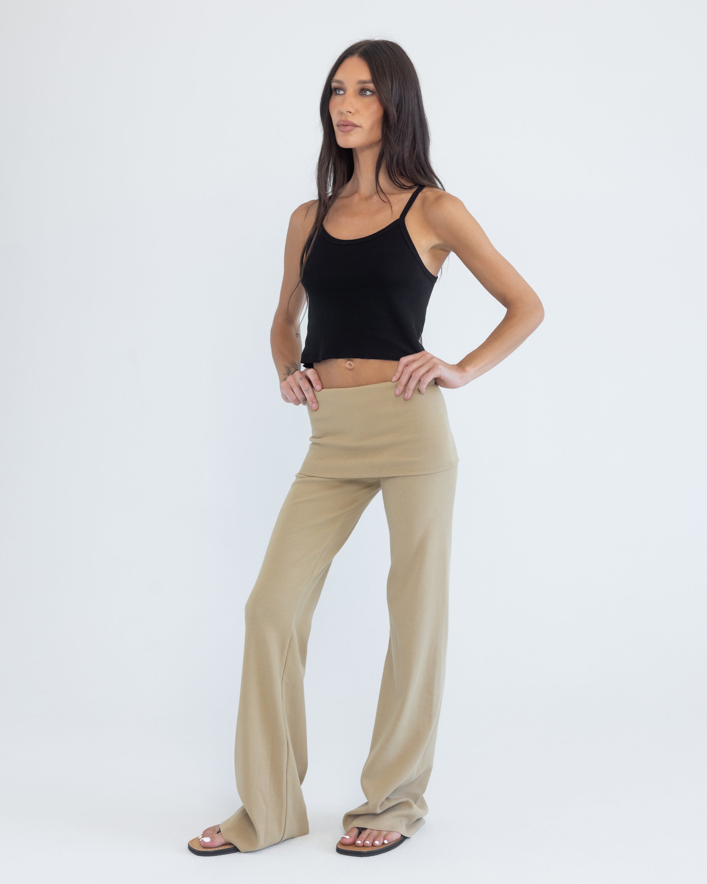 Foldover Pant in Sand