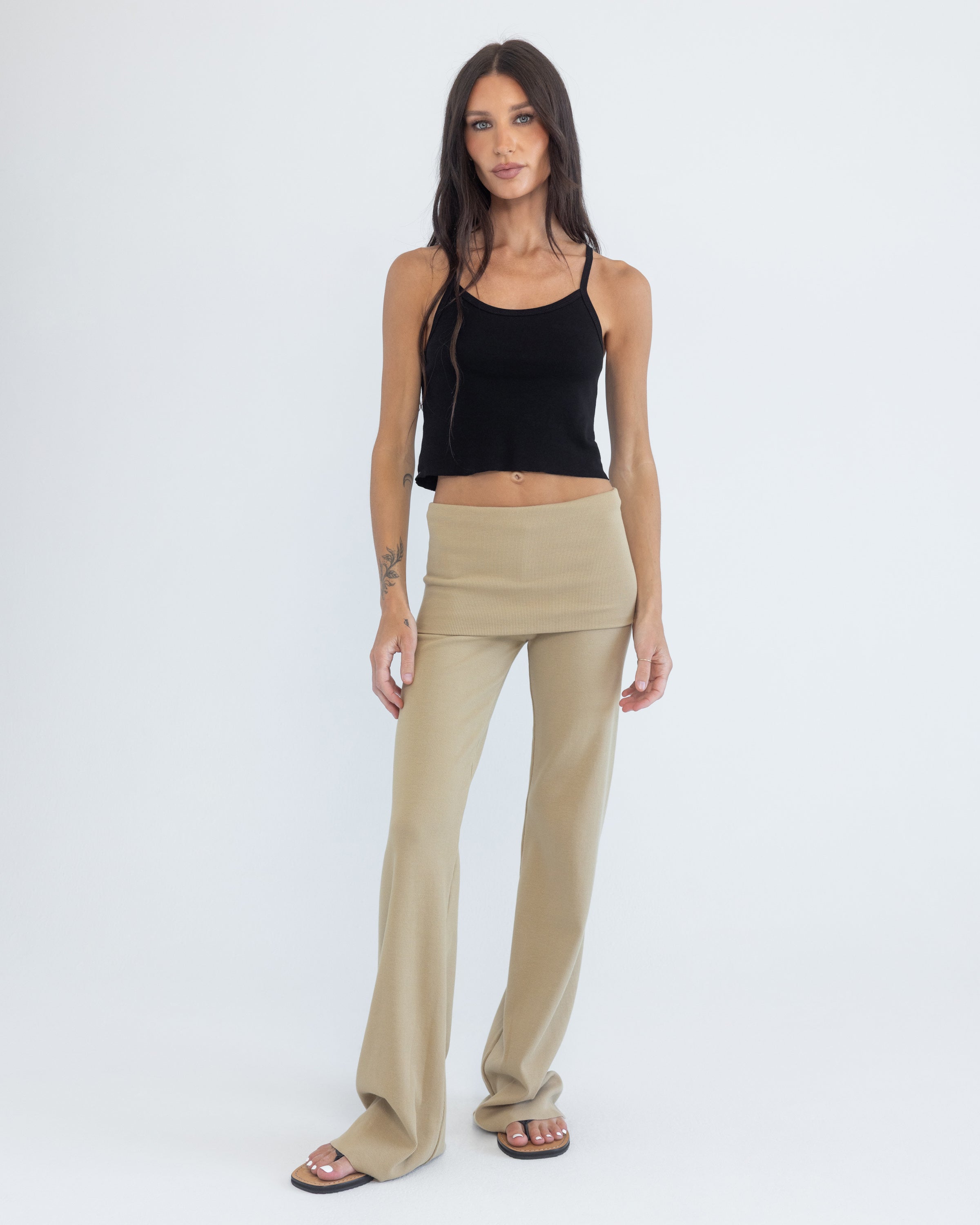 Foldover Pant in Sand