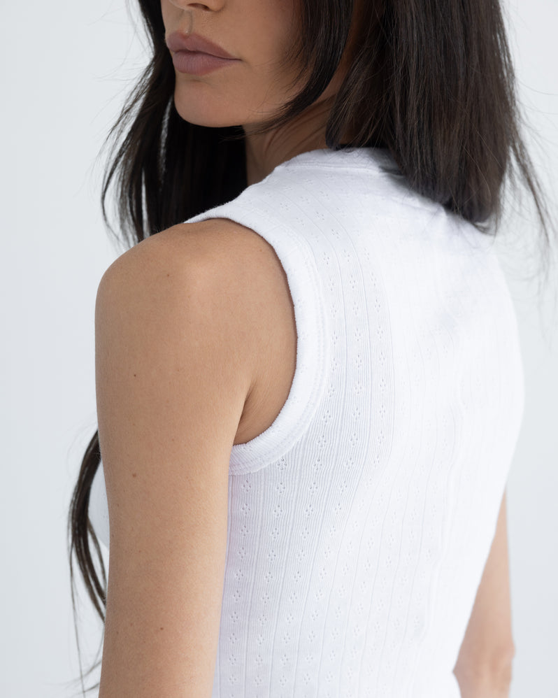Pointelle Top in White