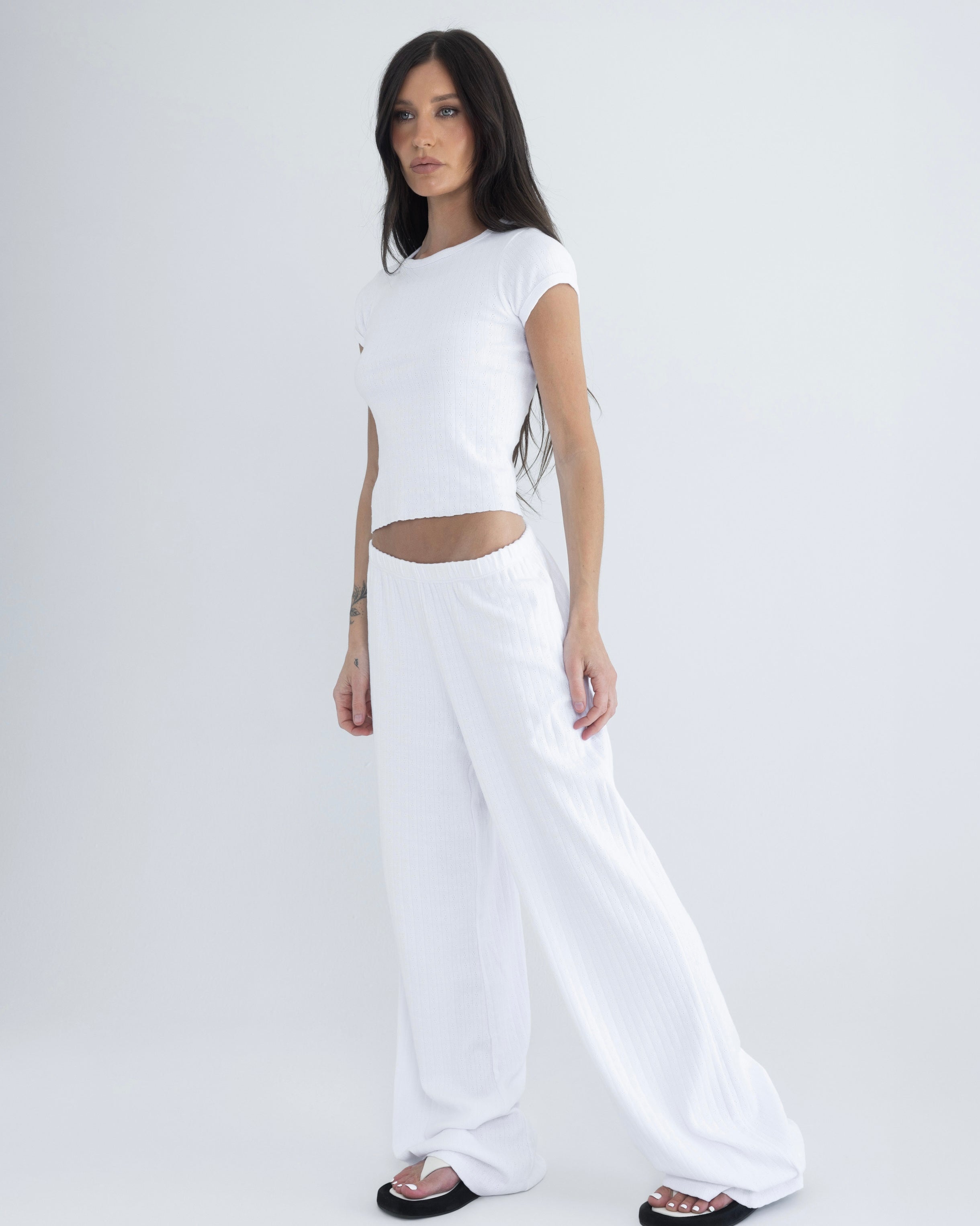 Baby Tee in Pointelle White