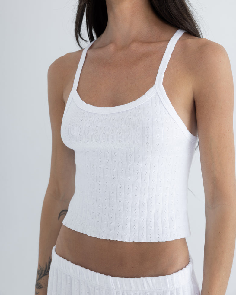 Pointelle Tank in White