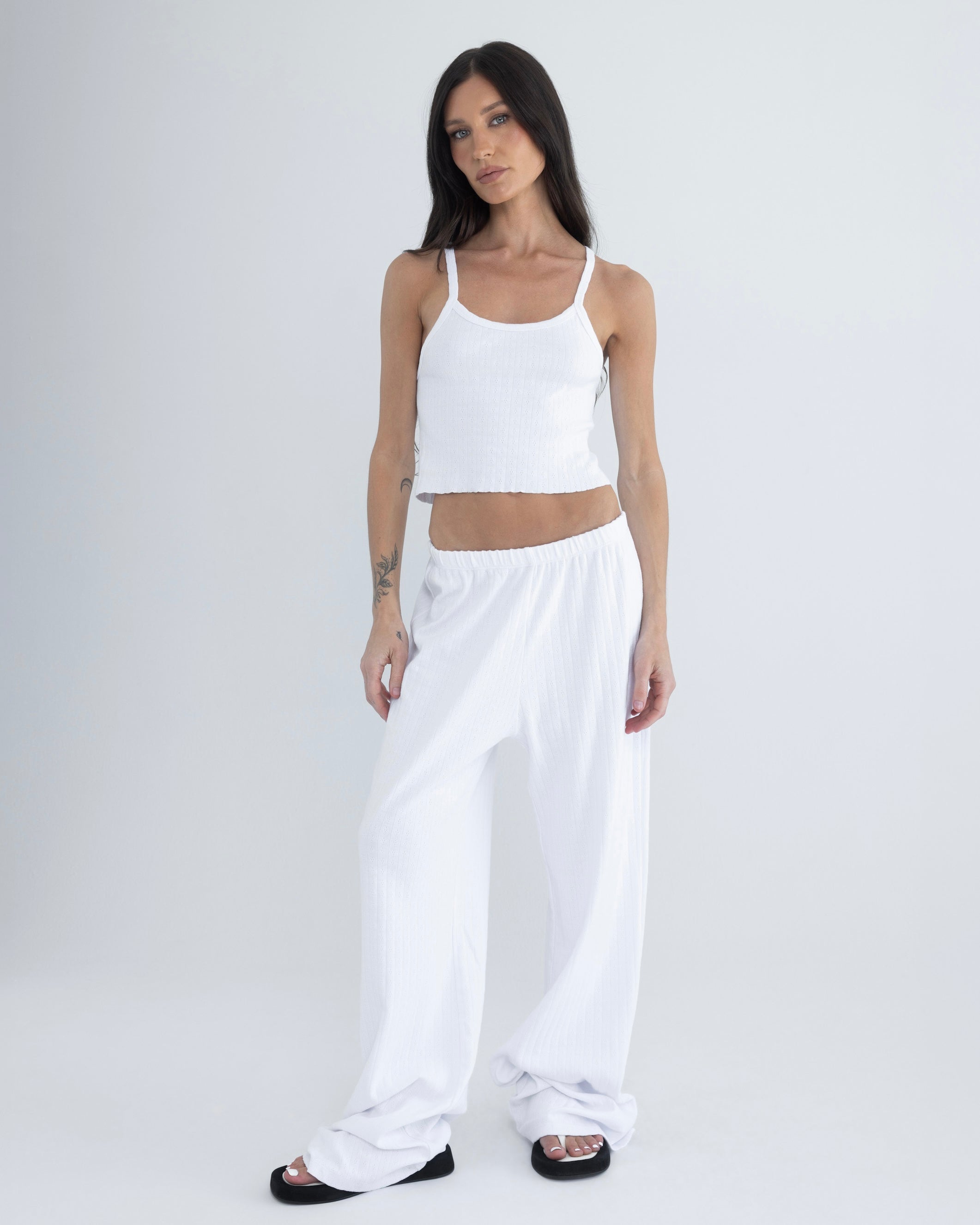 Pointelle Tank in White